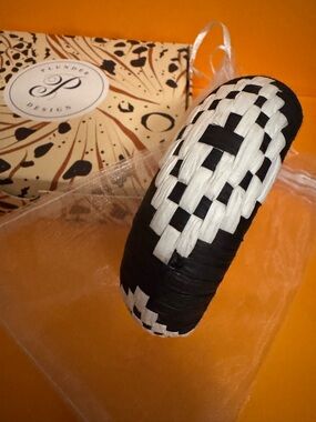 Plunder Mika Raffia Bracelet Bangle Black & White Size Large New in Box + Pouch